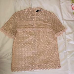 Zara blush lace blouse XS